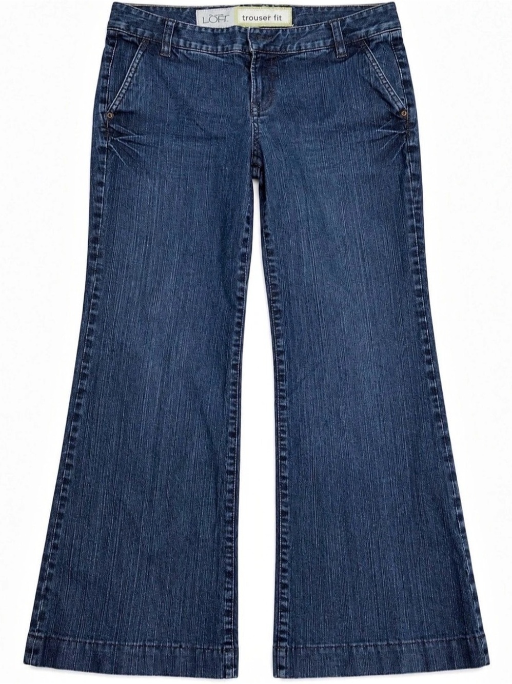 LOFT Trouser Fit Jeans Women’s Size 10 Dark Wash Wide Leg Flare Denim